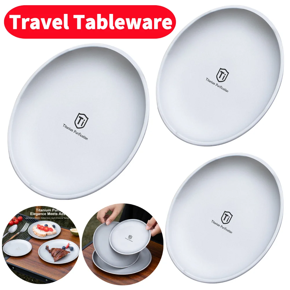 Camping-Teller, Reisegeschirr, Titan-Reinigungsplatte, stapelbares Geschirr für Outdoor-Camping, Picknick, Küchenausrüstung Image