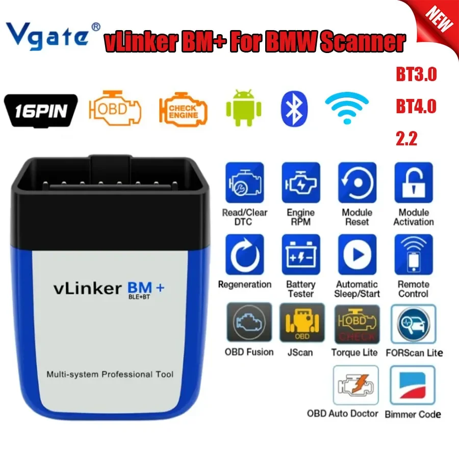 Original Vgate vLinker BM + Für BMW Scanner WIFI Bluetooth 4,0 OBD2 Auto Diagnose Auto Scan Tool Bimmercode ELM 327 V 1,5 V1 5 Image