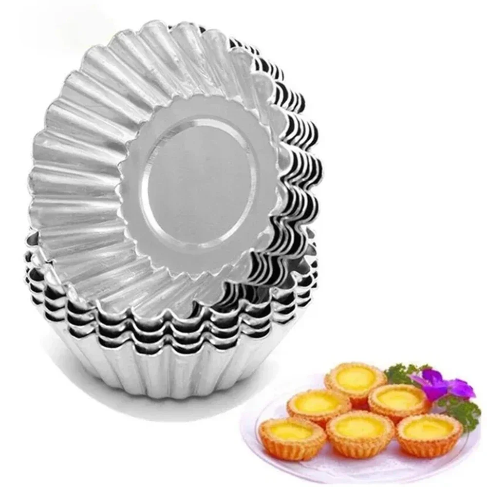 10PcsEgg Tart Formen Edelstahl Cupcake Form Verdickt Wiederverwendbare Kuchen Cookie Form Zinn Küche Backen Werkzeug kuchen formen Image