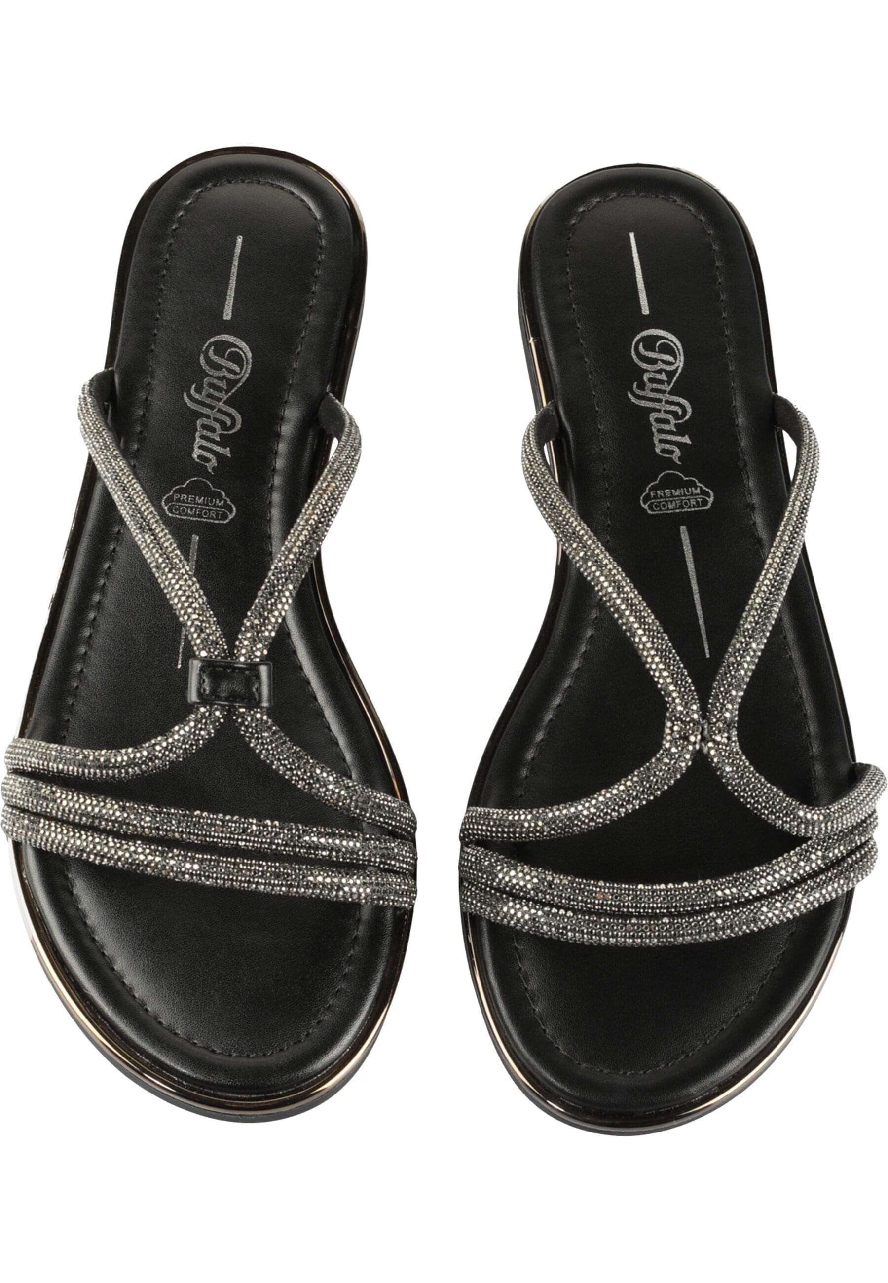 Sandale BUFFALO "Buffalo KIRA MSS GLAM", Damen, Gr. 38, schwarz, Polyurethan, unifarben, Schuhe Sandale