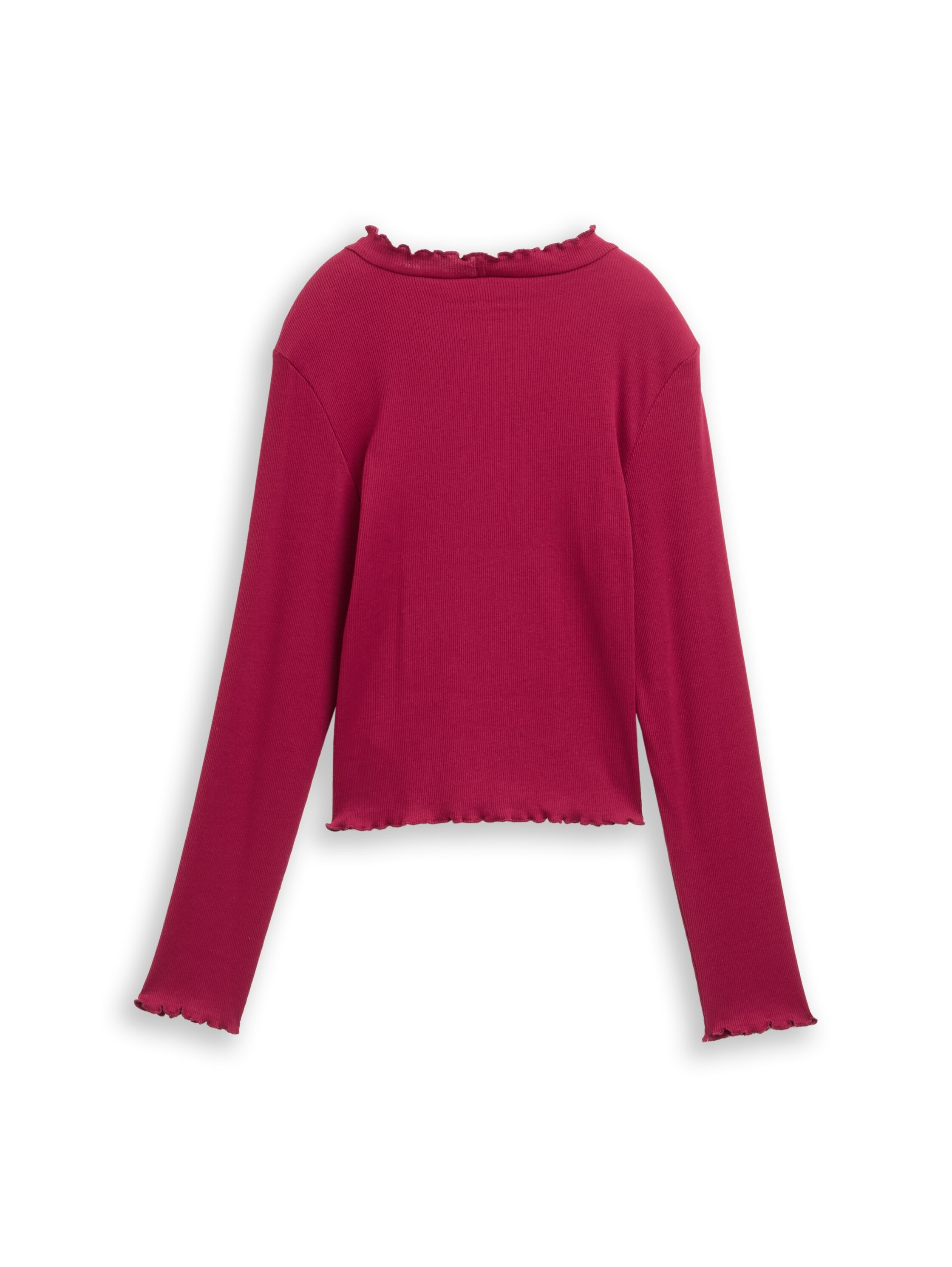 T-Shirt TOM TAILOR, Mädchen, Gr. 176, beetroot rot, Single Jersey, Obermaterial: 93% Baumwolle, 7% Elasthan, Strukturmuster, unifarben, regular fit taillenbedeckt, ohne Ausschnitt, gewellter Abschluss, Shirts T-Shirt, mit Rippstruktur