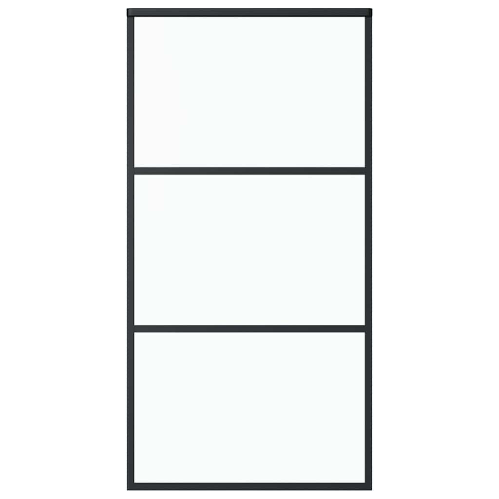 vidaXL Schiebetür ESG-Glas und Aluminium 102x205 cm Schwarz Image