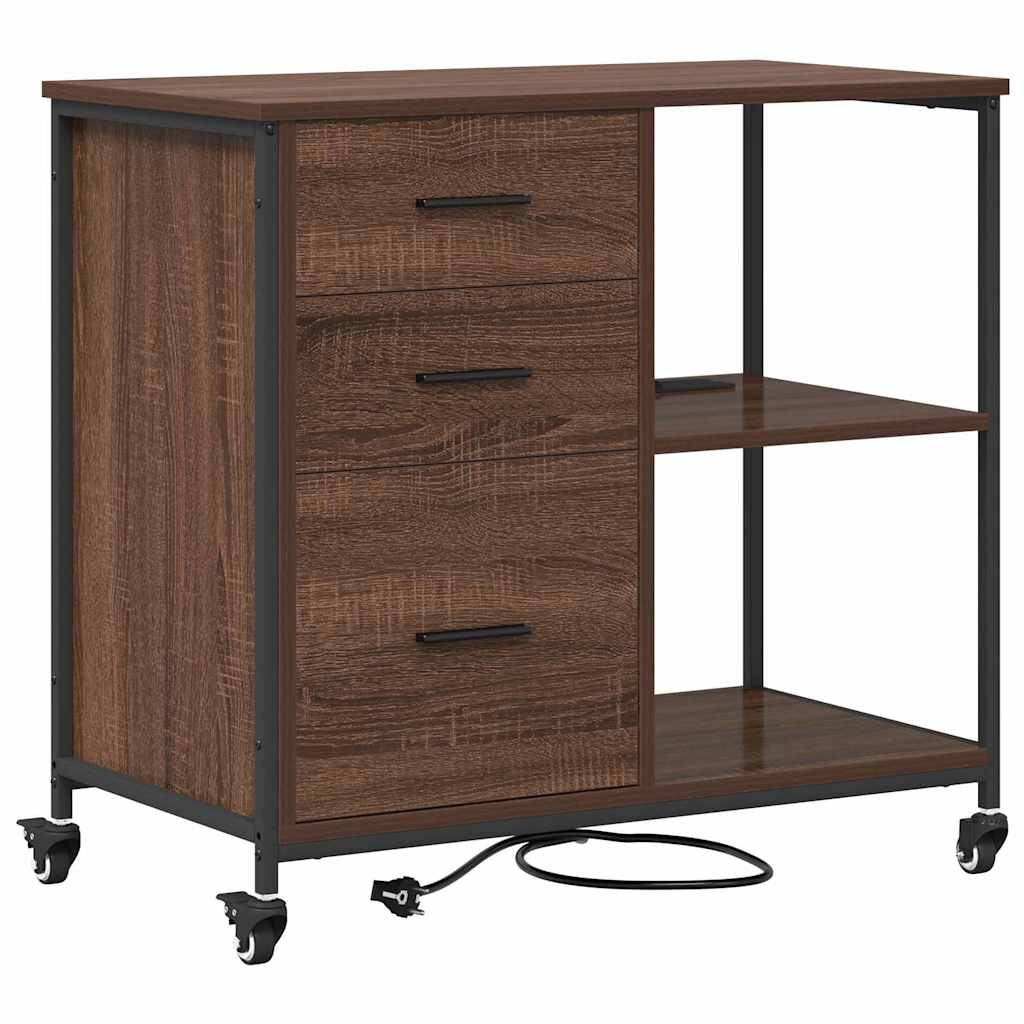 vidaXL Büroschrank mit Rad Braune Eiche 76 x 41 x 72 cm Holzwerkstoff Image