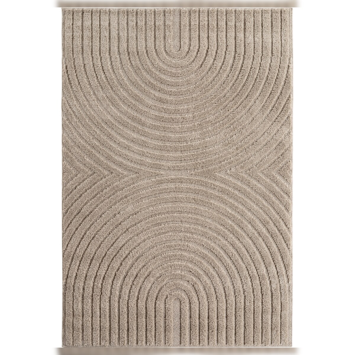 Carpetsale24 Wohnzimmer Teppich 120x170 cm Beige Hochflor Skandi Boho Design Hoch-Tief Effekt Weicher Flauschig Pflegeleicht für Schlafzimmer Image