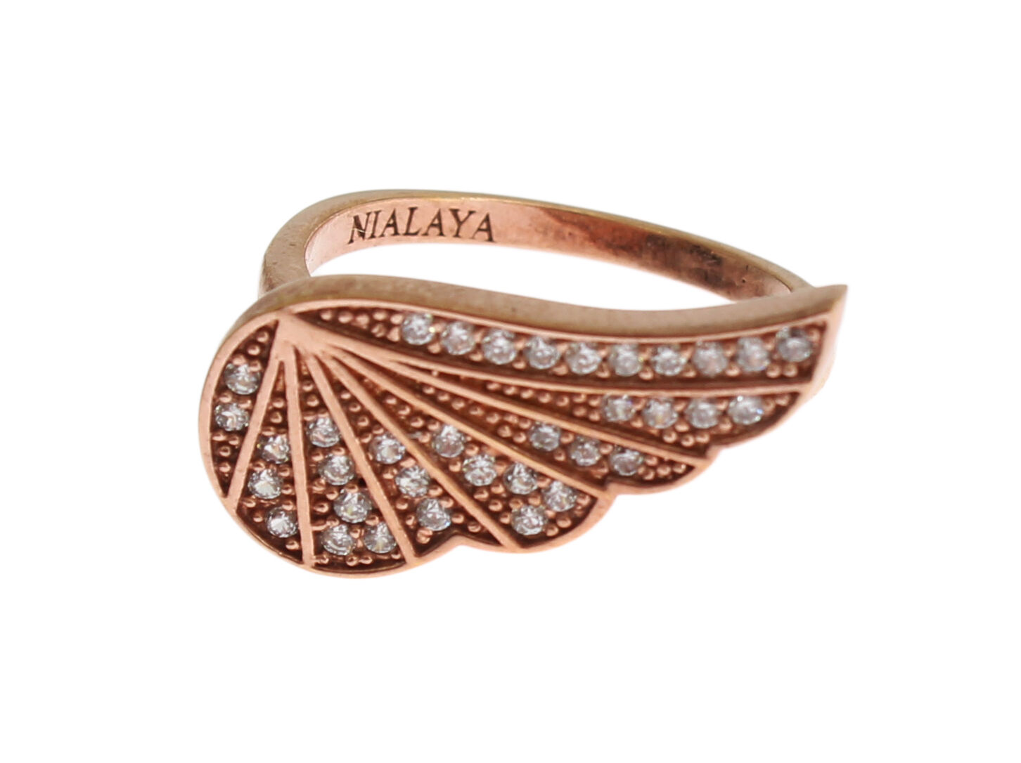 Nialaya Pink-Gold 925 Silber Damen Ring mit klaren Zirkonia Image