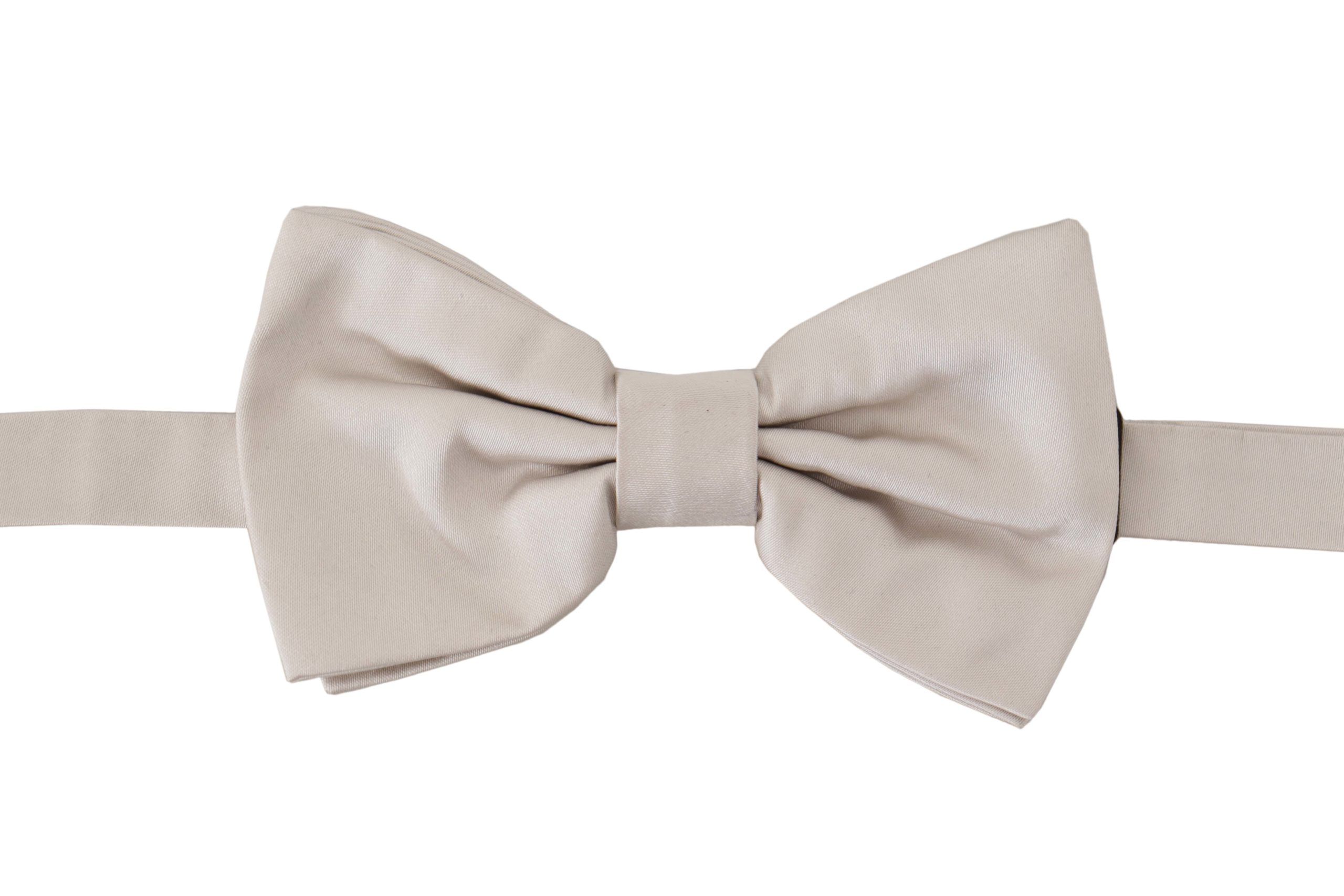 Dolce & Gabbana Graue 100% Seiden Verstellbare Hals Papillon Herren Krawatte