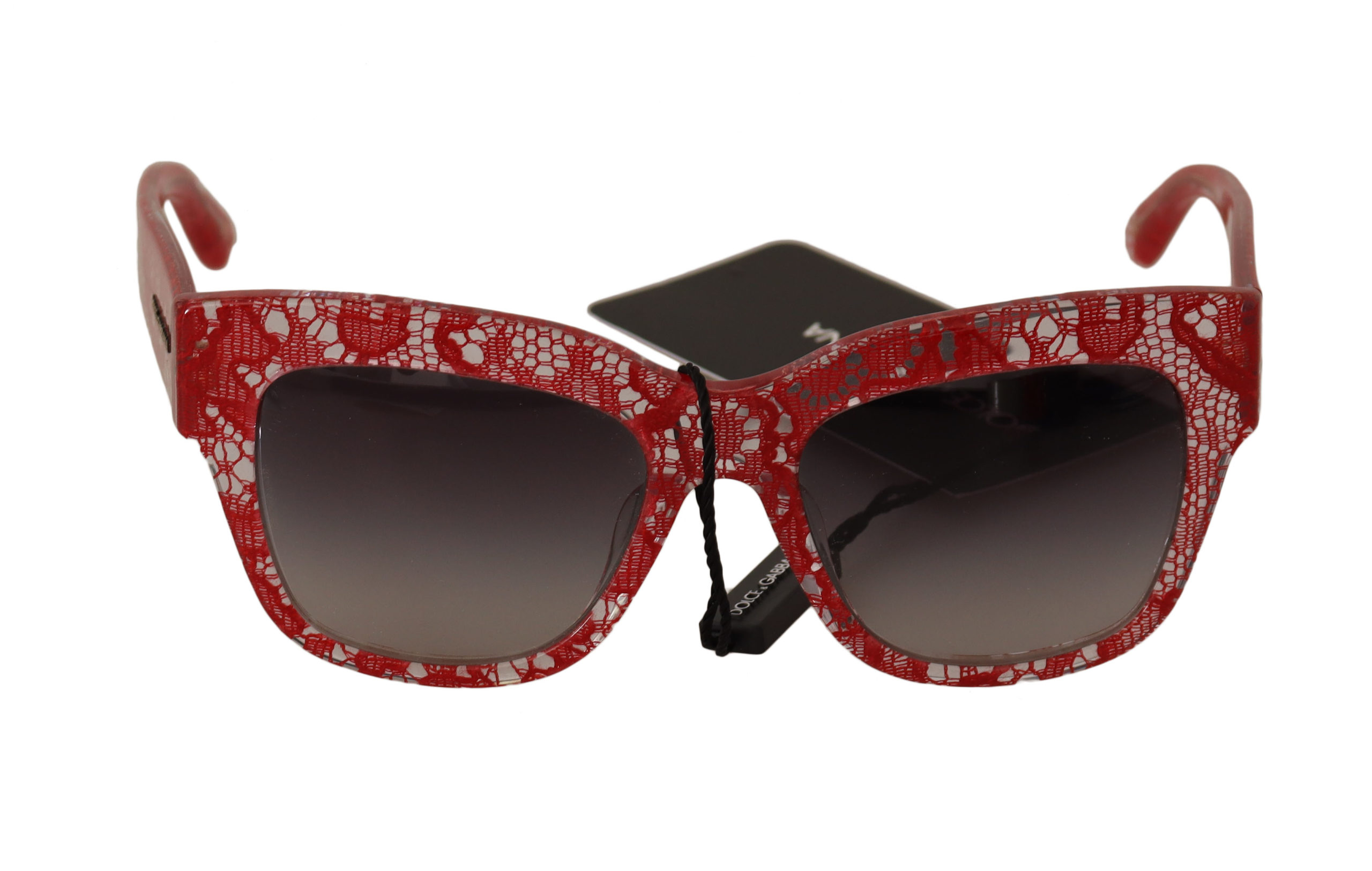 Dolce & Gabbana Damen rote Spitze Acetat Rechteck Schattierungen Sonnenbrille
