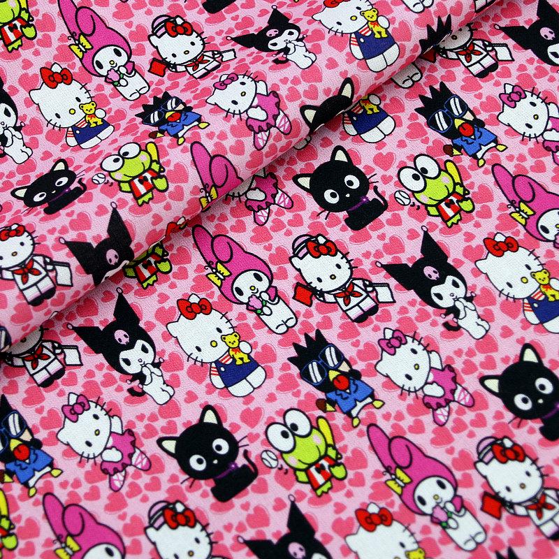 Tessuto Hello Kitty Tessuto Lucky Kitty Tessuto Fortune Cat Tessuto Animazione Tessuto Cartone Animato Tessuto in puro cotone da The Half Yard