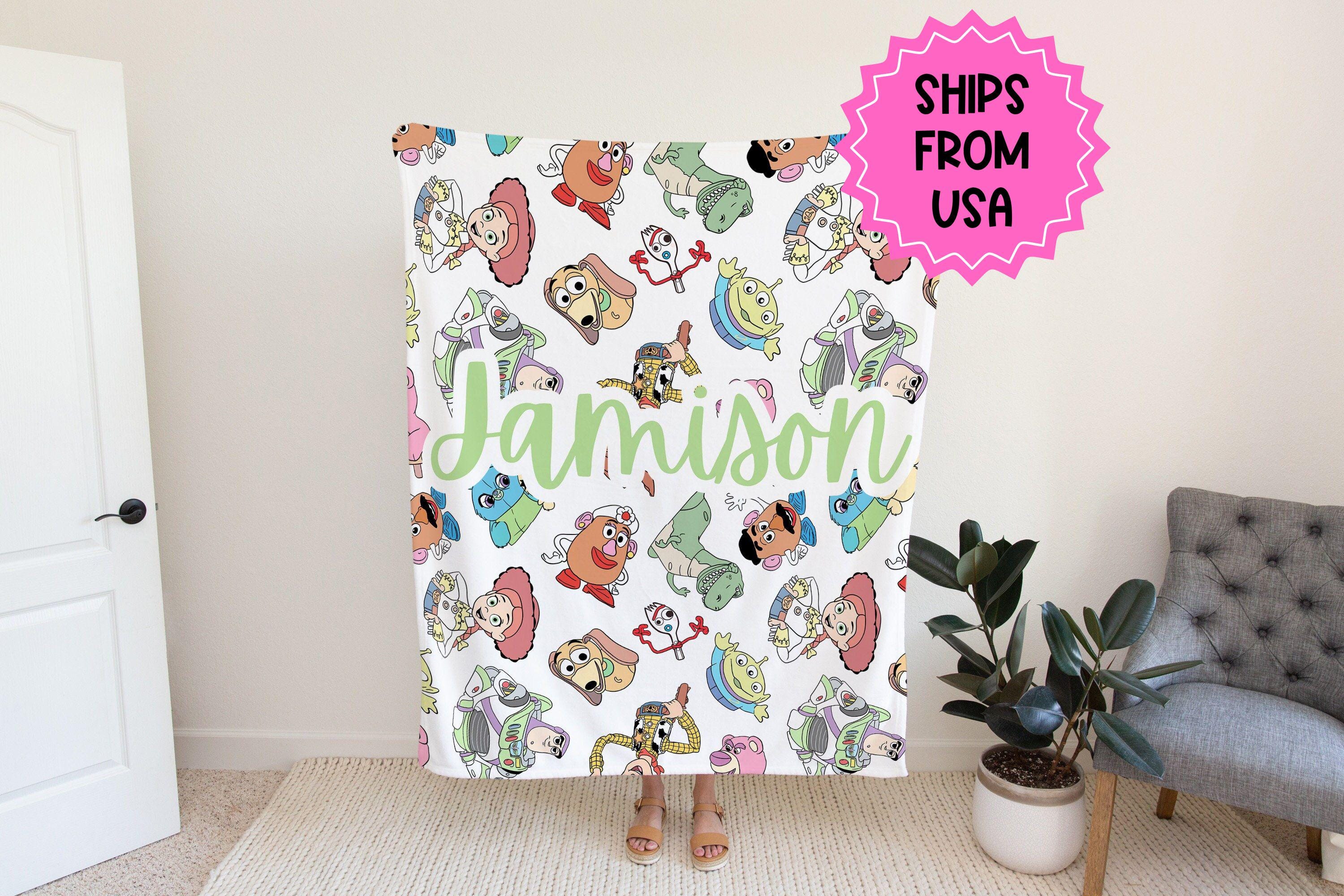 Coperta personalizzata di Toy Story, coperta Disney con nome personalizzato, coperta per bambini, coperta per bambini piccoli, regalo per un viaggio D