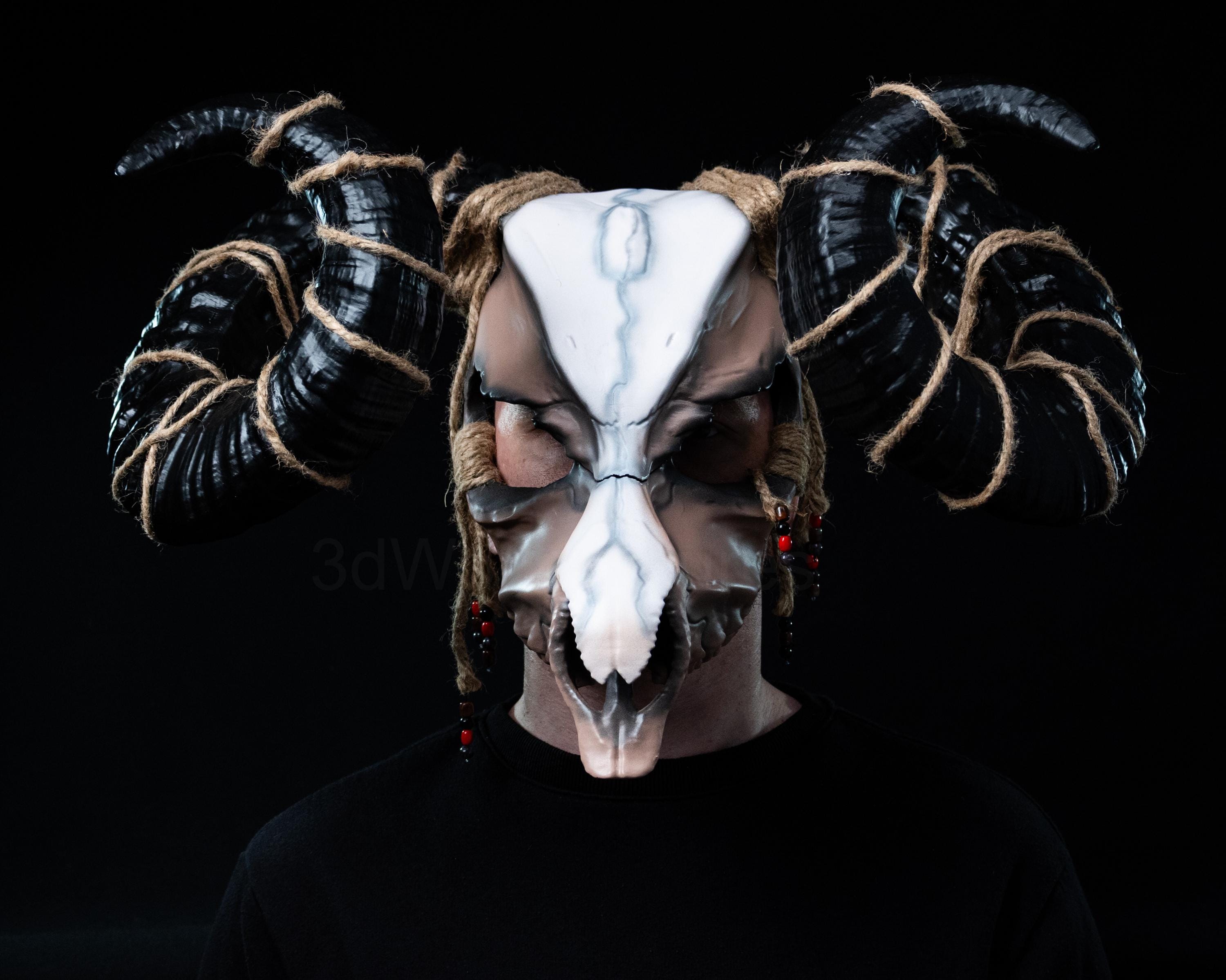 Maschera Voodoo - Maschera Teschio con Corna di Demone - Maschera Teschio Wendigo - Maschera Tribale - Maschera Sciamano - Maschera Stregone - Mascher