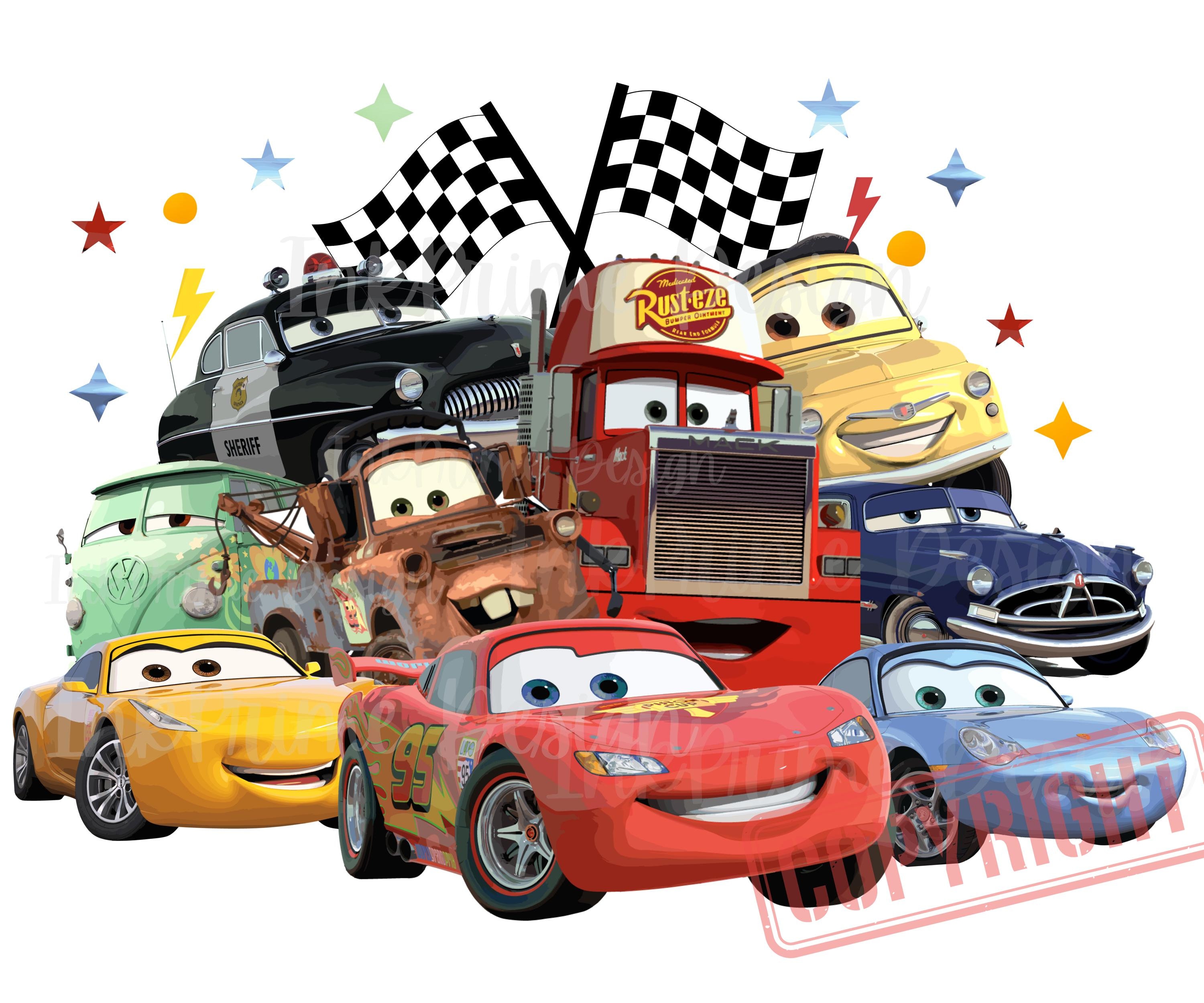 Logo PNG di Cars, design di Pixar Lightning McQueen e Friends, Tow Mater Sally Carrera Doc Hudson Mack Fillmore, articolo digitale, download immediato
