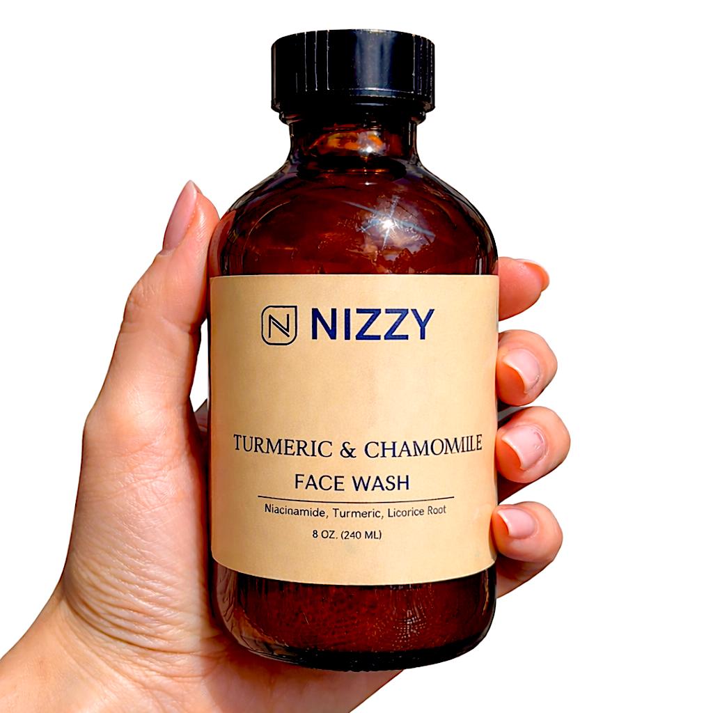 Detergente viso alla curcuma e camomilla con niacinamide - Gel detergente delicato, detergente viso naturale quotidiano per una pelle luminosa