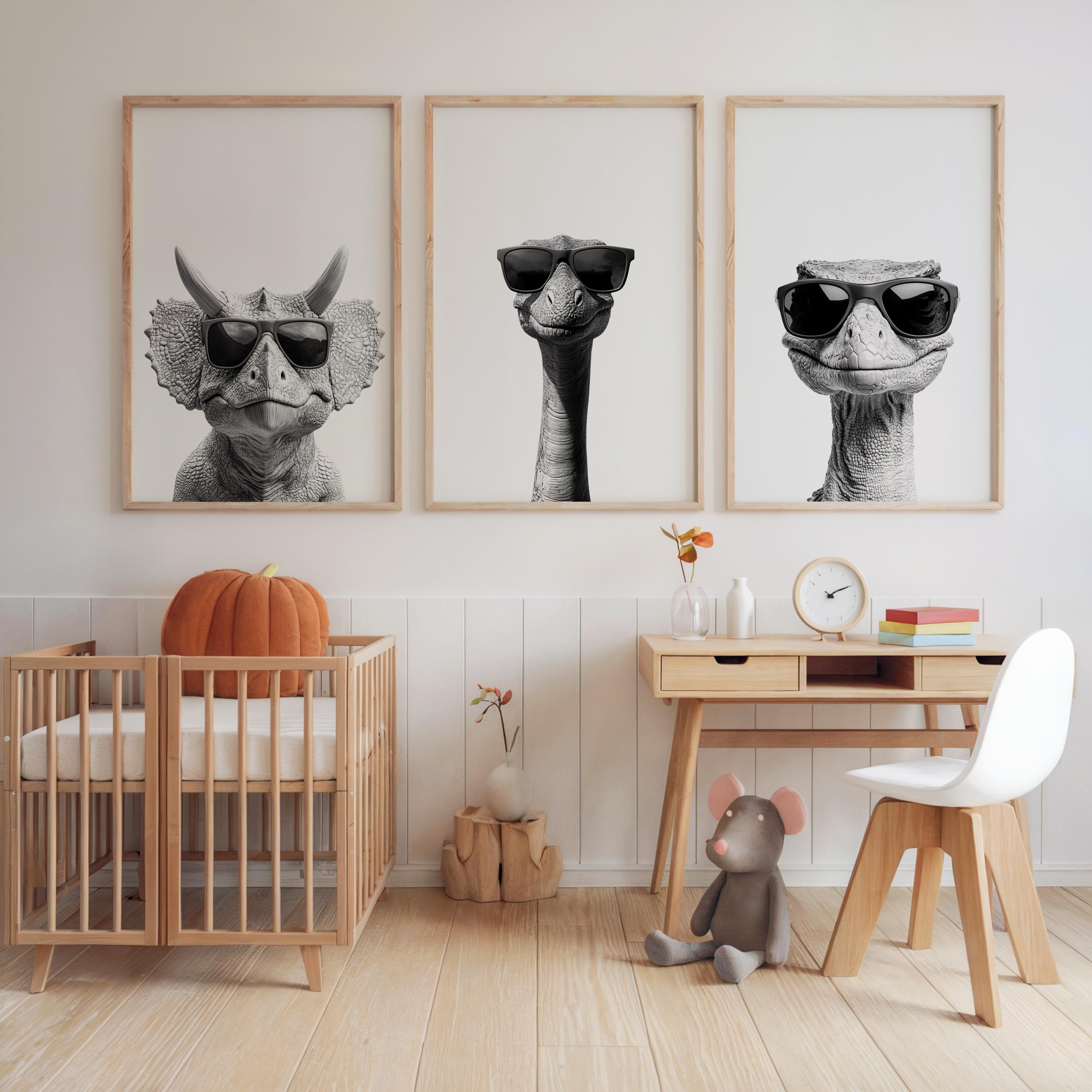 Set di 6 stampe di dinosauri, arte murale di dinosauri, decorazioni per la cameretta dei bambini con dinosauri, decorazioni per la cameretta dei ragaz