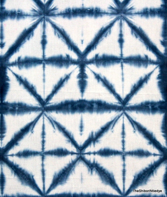 Tessuto 1 Yard, fatto a mano indiano, Tie Dye / Shibori, Panno di puro cotone, Colorante vegetale bianco blu indaco, TIE#01