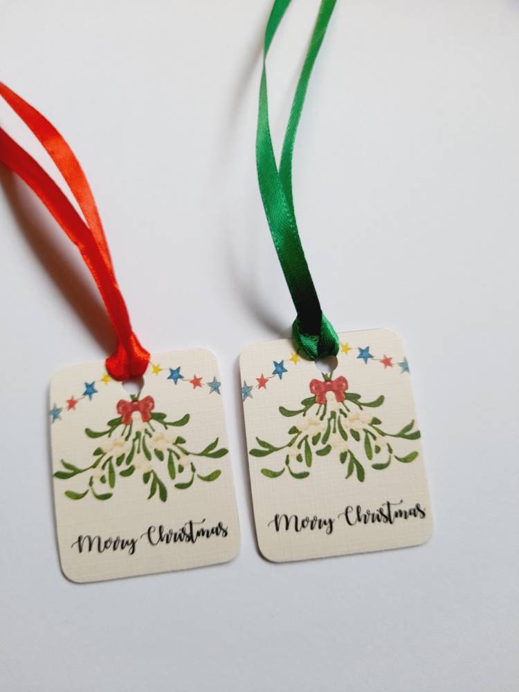 Etichette natalizie, etichette natalizie vintage, etichette botaniche, vischio, etichette regalo, etichette regalo, Natale naturale, etichette nataliz