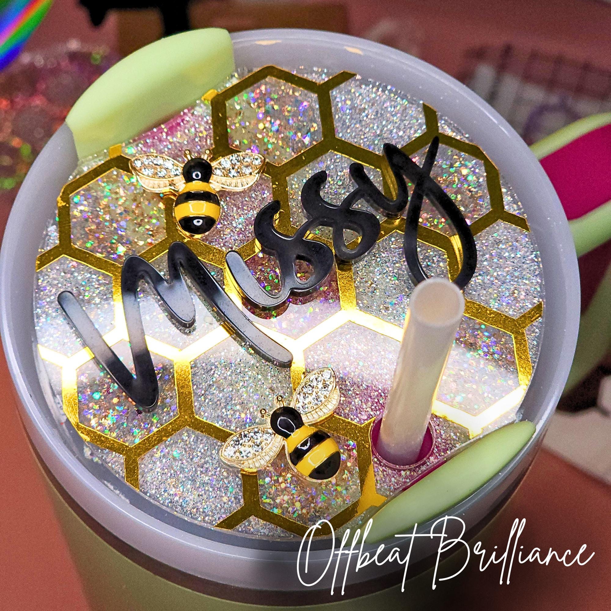Etichetta personalizzata con nome, targhetta Tumbler, targhetta personalizzata Stanley H2.0 Tumbler, targhetta con nome regalata, ape, nido d'ape, reg