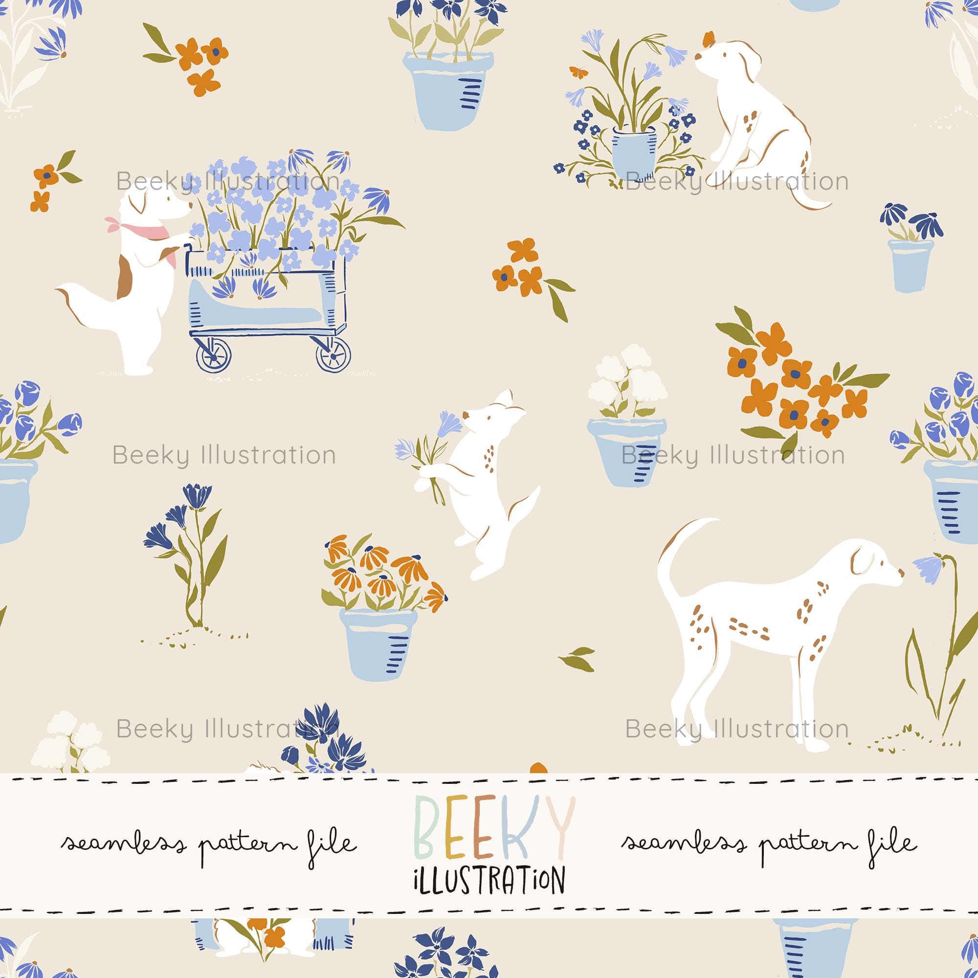 Modello senza cuciture per cani / FILE DIGITALE / Modello senza cuciture per animali, modello senza cuciture floreale boho, carta digitale per animali