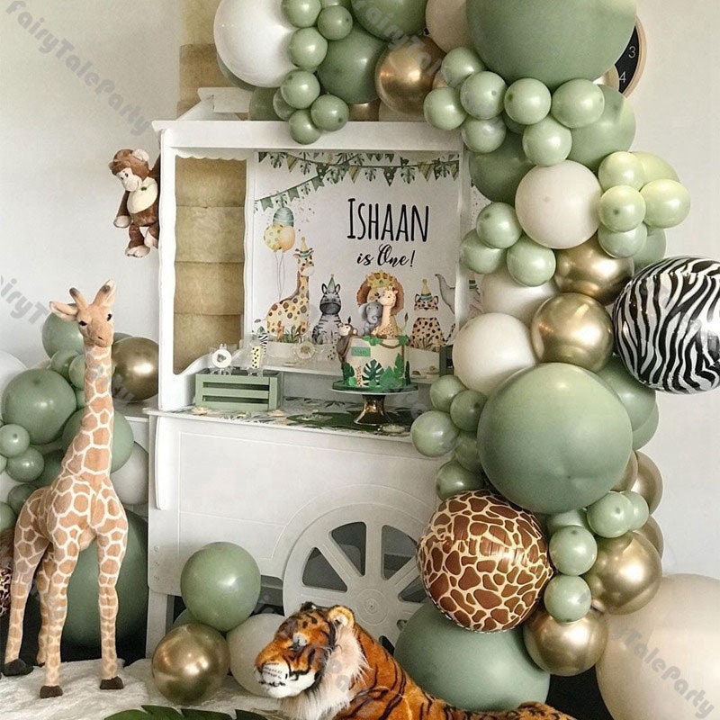 Kit ghirlanda di palloncini giungla da 102 pezzi con arco di palloncini safari per bambini, baby shower, ragazzi, decorazioni per feste di compleanno