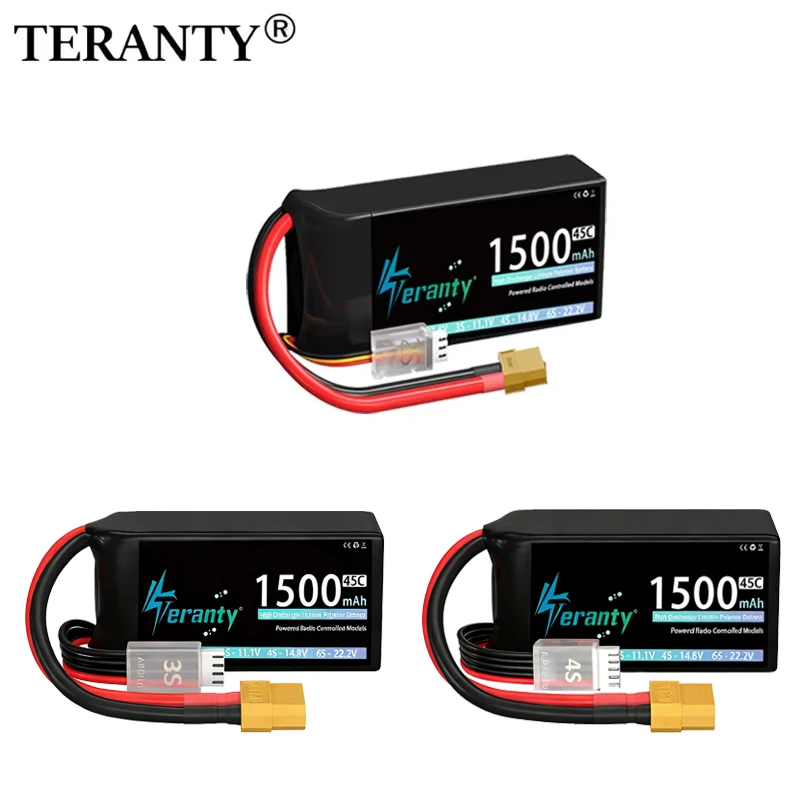 TERANTY 2S 3S 4S 1500mAh Lipo-Akku 7,4V 11,1V 14,8V 45C Mit T/XT30/XT60 für RC Auto Truck Buggy FPV Drohne Helikopter Flugzeug Image