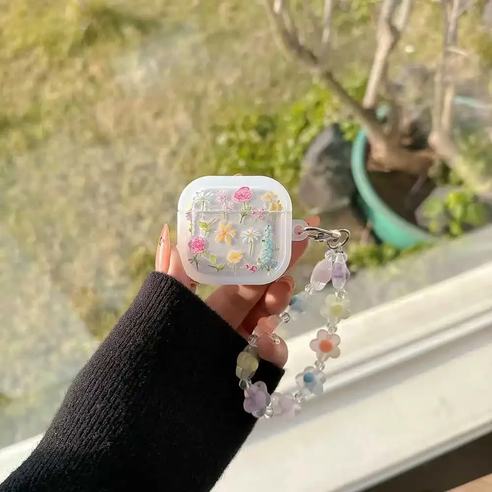 Für Airpods Pro 3 2025 Neue Pro 2 Abdeckung Nette Blume Schutzhülle Für Apple AirPods 4 3 2 1 kopfhörer Fall Mit Schlüsselbund Image