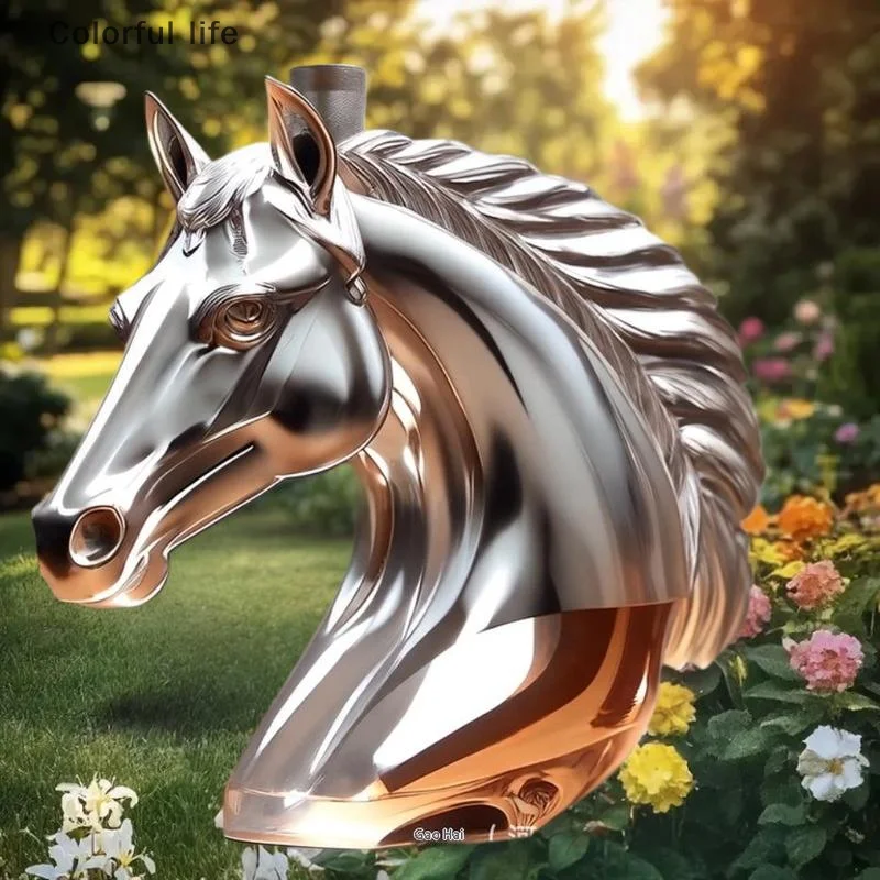 Elegante Whiskyflasche mit Pferdekopf und Gravur, einzigartiger Glaskaraffe für Bourbon und Brandy Image