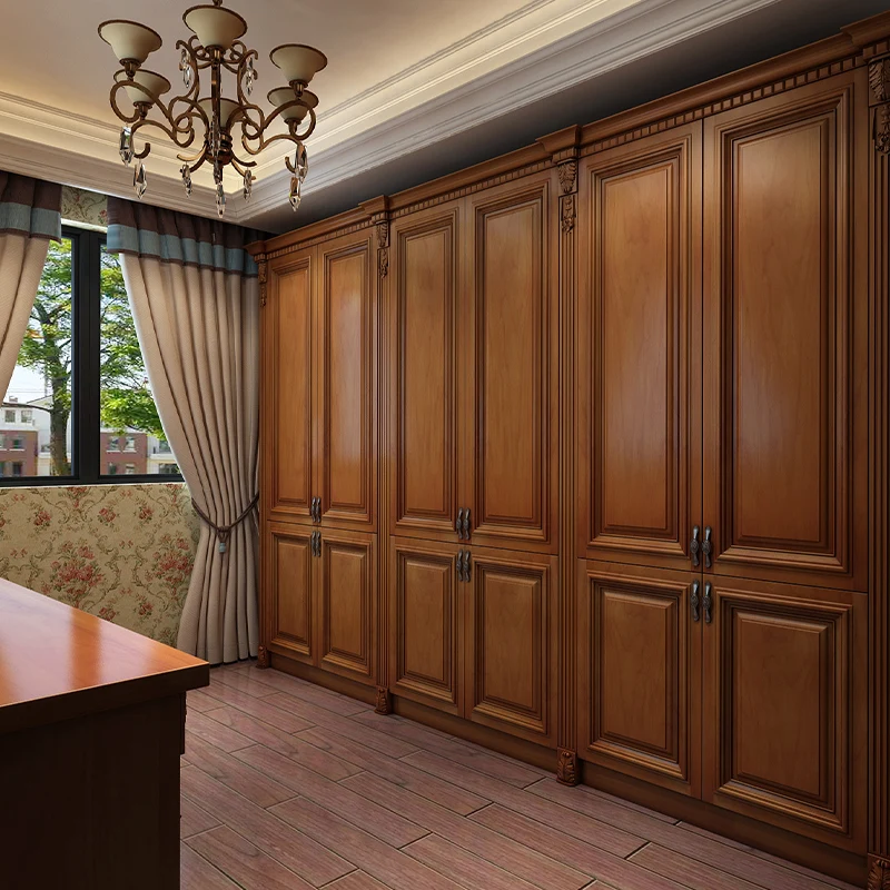 Massivholz-Kleiderschrank, maßgeschneiderter europäischer Garderoben-Kleiderschrank, maßgeschneiderter Gummi-Fingergelenkschrank