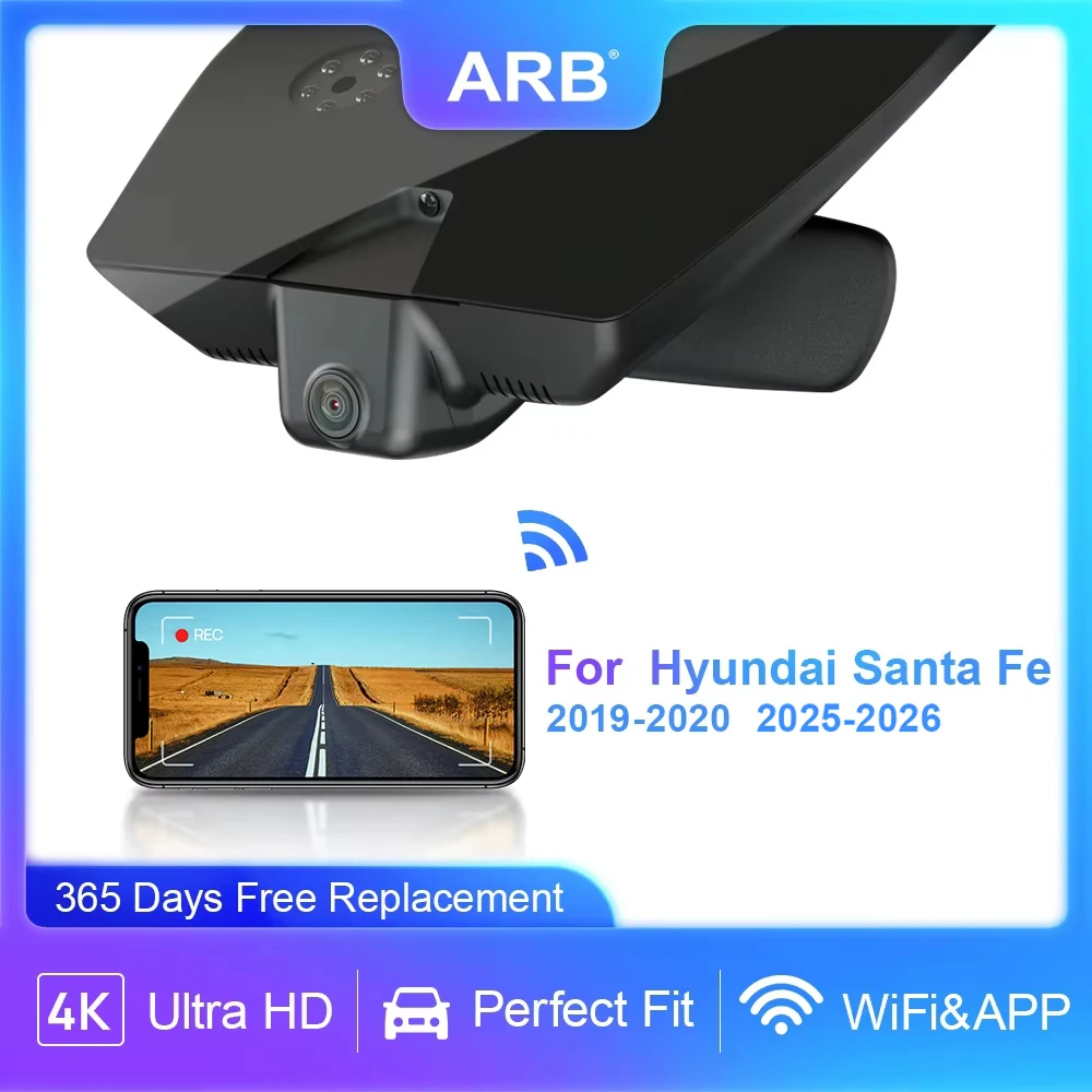 4K-Autokamera für Hyundai Santa Fe 2019–2020, ARB OEM Look Perfect Black Box Dashcam für Santa Fe 2025–2026 Rechtslenker Image