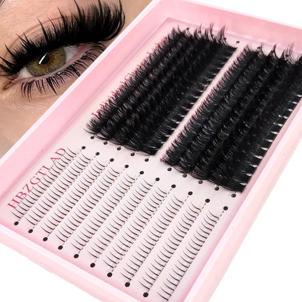 Wimperncluster-Volumen, persönliche Wimpern, intelligente Wimpern, DIY-Wimpernzange, Wimpernverlängerung, Comic-Wimperncluster + unten + Spikes Image