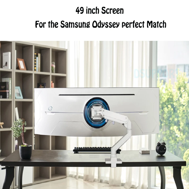 Aluminium-Gasdruckfeder-Arm 34-49 Zoll Gebogener Bogenbildschirm-Monitorhalter für Samsung Odyssey Neo G9/G7 Großbildschirm-Ständer Tragkraft 20kg Image