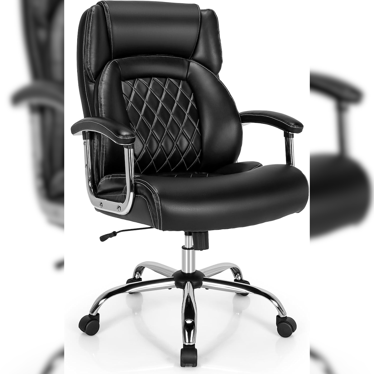 COSTWAY Chefsessel, ergonomischer Bürostuhl bis 225 kg, Schreibtischstuhl mit Wippfunktion, höhenverstellbar Image