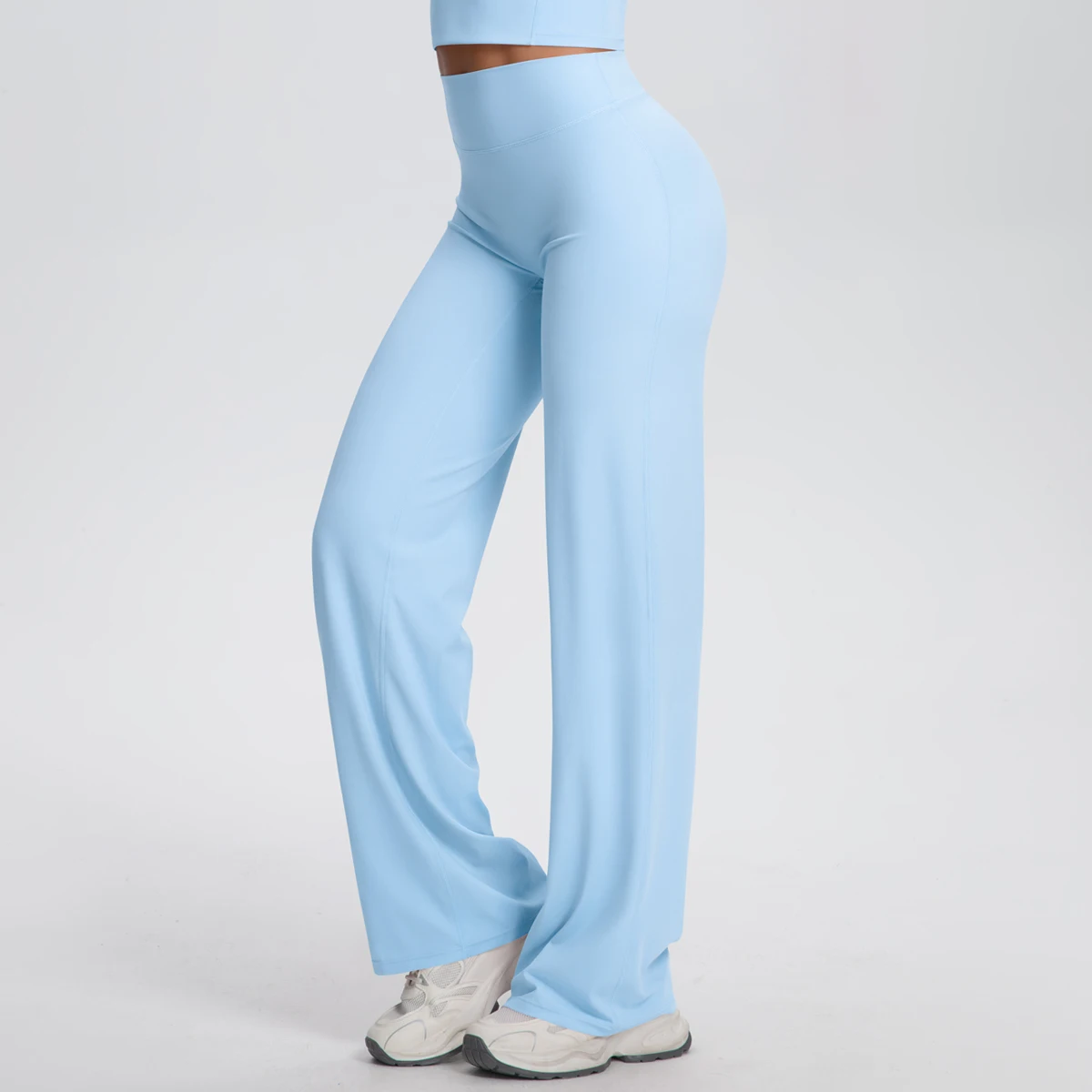 Frau Sommer Atmungsaktive Breite Bein Yoga Hosen Fitness Sport Laufen Radfahren Einfarbig Heben Gesäß Gym Yoga Hosen Image