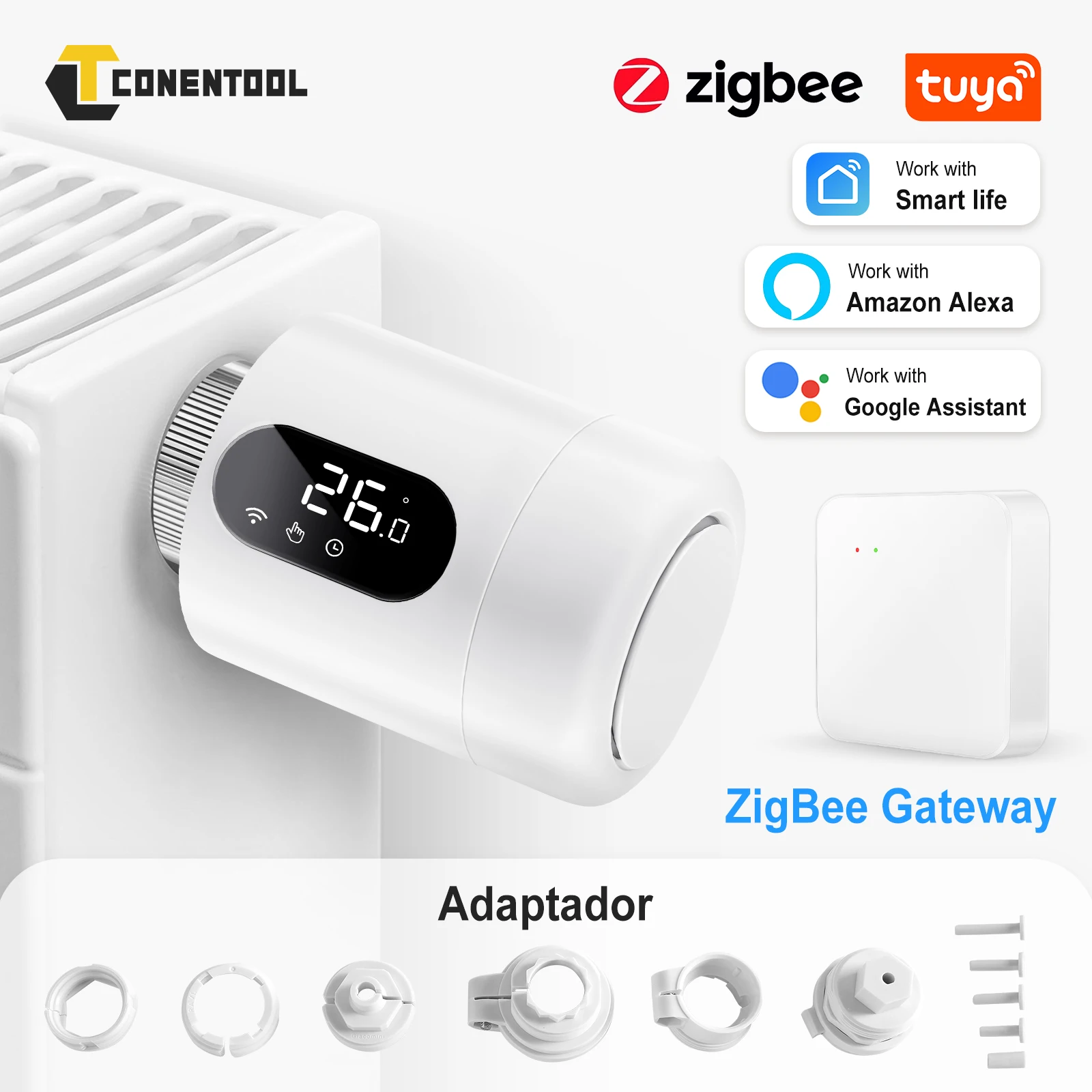 CONENTOOL NEUE Heizkörper Antrieb Smart Thermostat APP Programmierbare TRV Thermostat Ventil Temperatur Controller für Tuya ZigBee Image