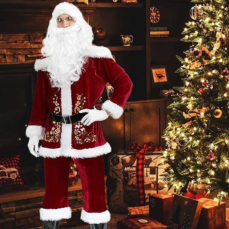 Weihnachtsmann-Anzug, bequemes Weihnachtsmann-Outfit für Erwachsene, Weihnachtsmann-Kostüm, festliches Cosplay-Kostüm-Set für die Themenversammlung Image