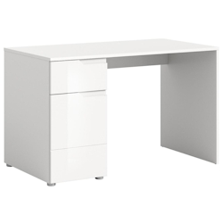 Ebuy24 Solero Schreibtisch 1 Tür, 1 Schublade, 2 Regale weiß hochglanz, weiß. Image