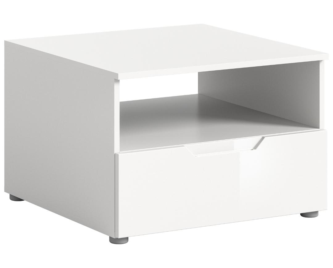 Ebuy24 Solero Couchtisch Set 1 Schublade, 1 Regal weiß hochglanz, weiß. Image