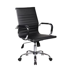 Dmora Bürostuhl Milton, Chefsessel mit Armlehnen, Ergonomischer Bürostuhl, Schwarz, 62x54h92/102 cm Image