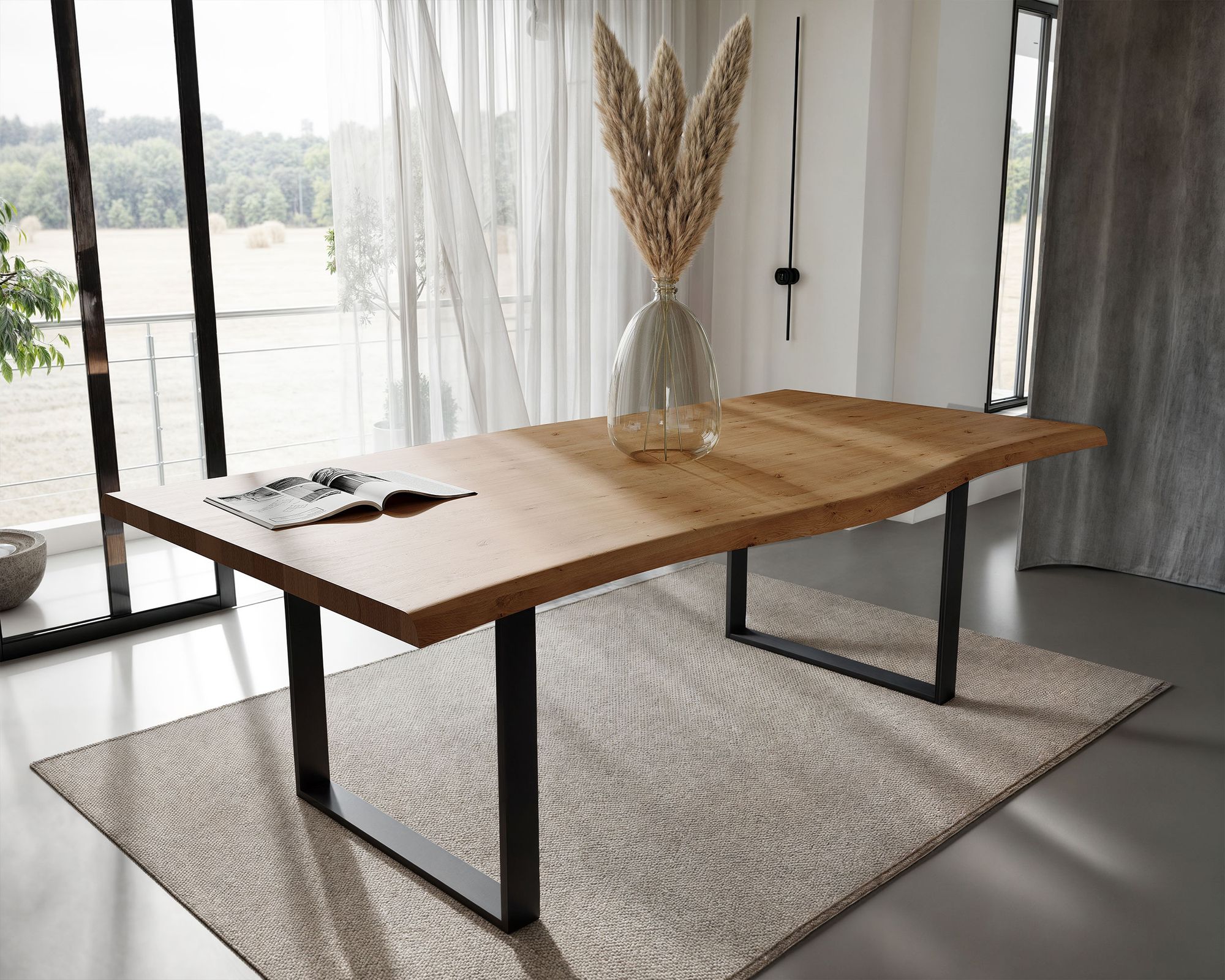 BlackWood »Table4YOU Amarillo« Wildeiche Massivholztisch gedrehte Kante / Wildeiche natur / 4 cm / 260x100 cm Image