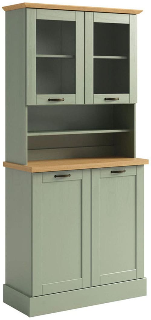 Küchenbuffet HOME AFFAIRE "Teramo", salbeigrün, honig, B:85cm H:180cm T:37cm, Massivholz, Schränke
