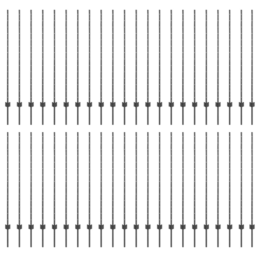 vidaXL Zaunpfosten 88 pcs Grau 180 cm Stahl Image