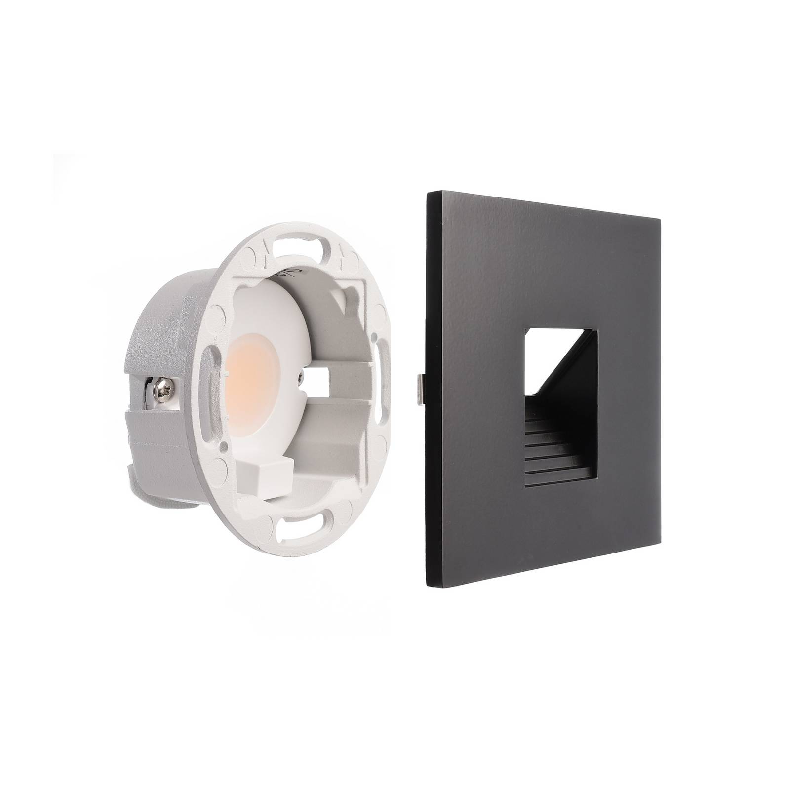 Deko-Light LED-Wandeinbaulampe SET Alwaid schwarz 8 x cm Stufe 2.700K, schwarz, für Flurbereich, Aluminium, Modern, Wandeinbaustrahler