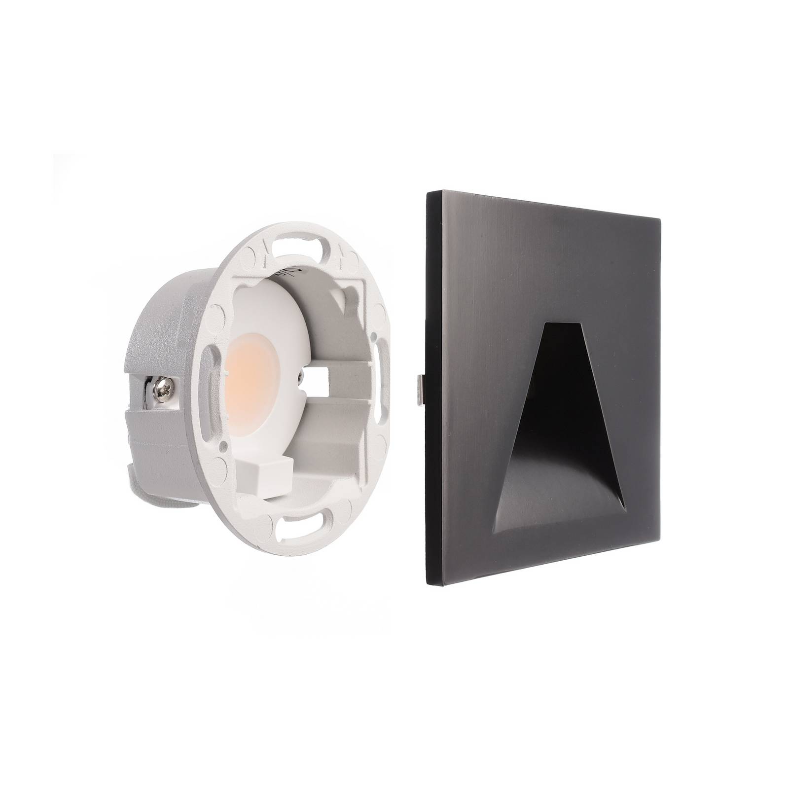Deko-Light LED-Wandeinbaulampe SET Alwaid schwarz 8x8 cm Winkel 2.700 K, schwarz, für Flurbereich, Aluminium, Modern, Wandeinbaustrahler