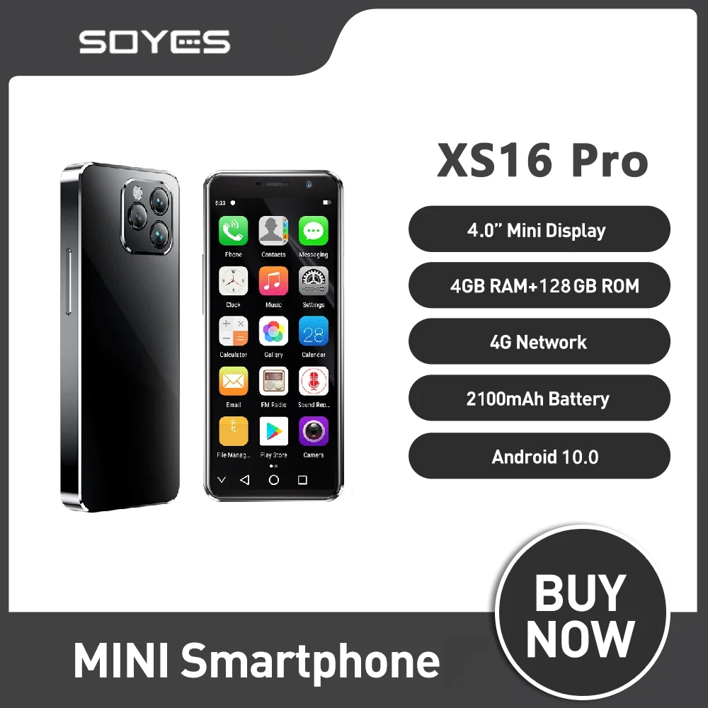 SOYES XS16 Pro 4 GB RAM 128 GB ROM 4 Zoll Mini-Smartphone Android 10 Octa-Core 2100 mAh Face ID 4G LTE Kleines Telefon Typ-C OTG Image