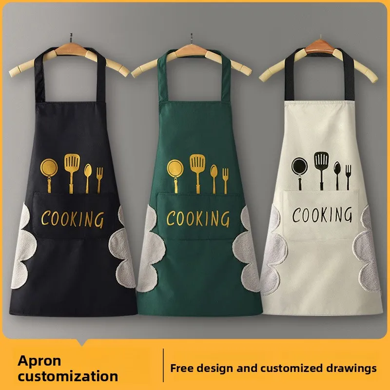 Schürze mit individuellem Logo, wasserdichte und ölbeständige PVC-Küchenschürze, auf Bestellung gefertigte Taillenschürze für den Heimgebrauch Image