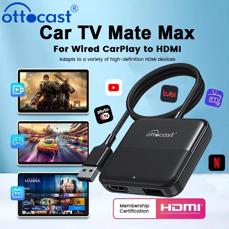 OTTOCAST Express Auto TV Mate A4 Wireless CarPlay Android Auto Adapter HDMI Multimedia Video Konverter für TV Sticks Spiel Box ﻿ ﻿ Image