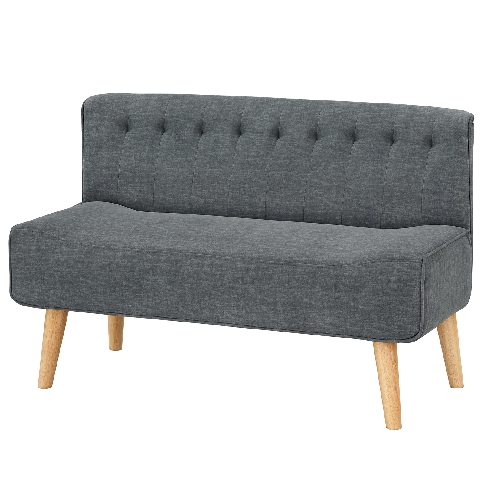 2-Sitzer-Stoffsofa, gepolstertes Sofa, Doppelsofa, Sitzmöbel im Retro-Look, Lounge-Sofa, Holzrahmen, Grau