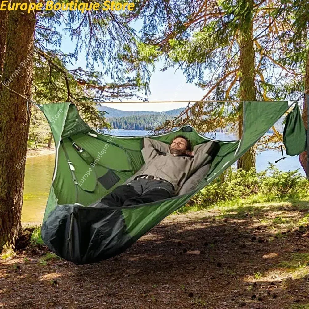 Anti-reißen Anti-moskito Solide Riemen Camping Hängematte mit Bett Net Outdoor Camping Tragbare Multi-personen Hängematte Camping ausrüstung