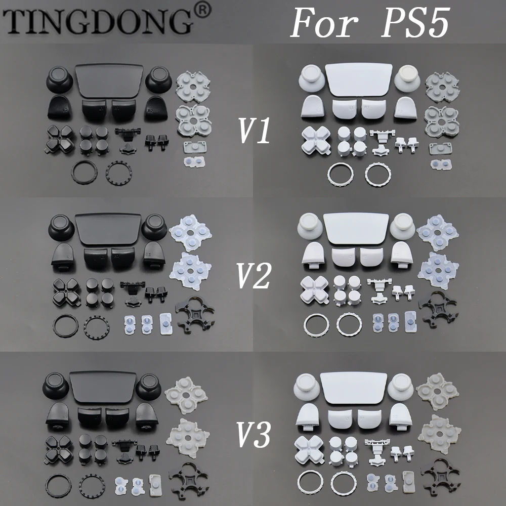 1set Für PS5 Controller D-pad Teilen Tasten Kit Schlüssel Ersatz Shell Fall Abdeckung L1 R1 L2 R2 joystick Kappe & Leitfähigen Gummi Image