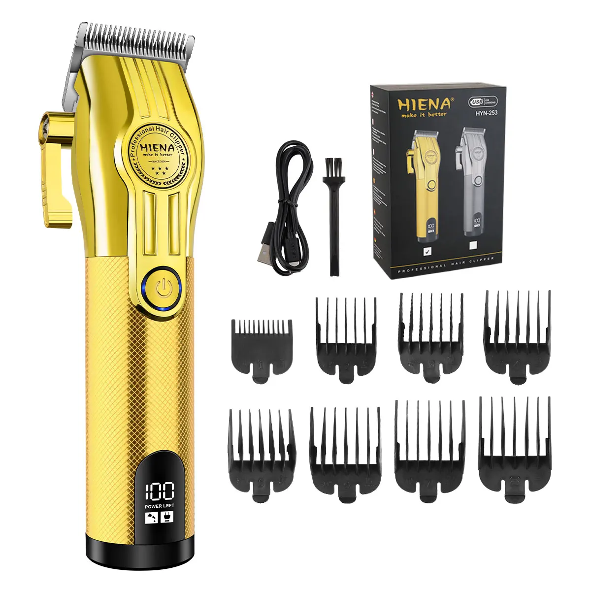 hiena Hair Clipper Hair Trimmer Professional Electric Hair Clipper Barber Hair Cutting Machine Haircut Metal Trimmer for Men