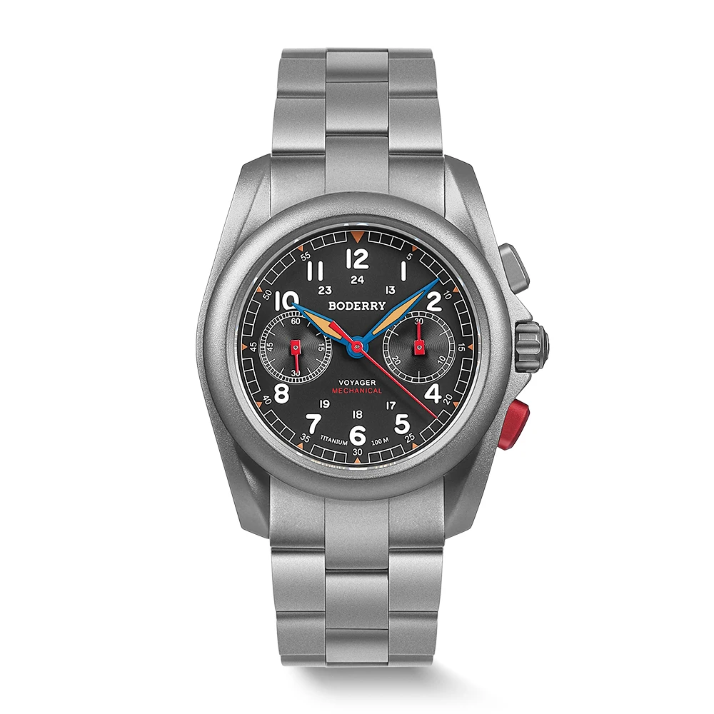 BODERRY Männer Automatische Uhr 40MM Titan Chronograph Mechanische Armbanduhr 10ATM Wasserdicht Saphir Leucht ST19 Image