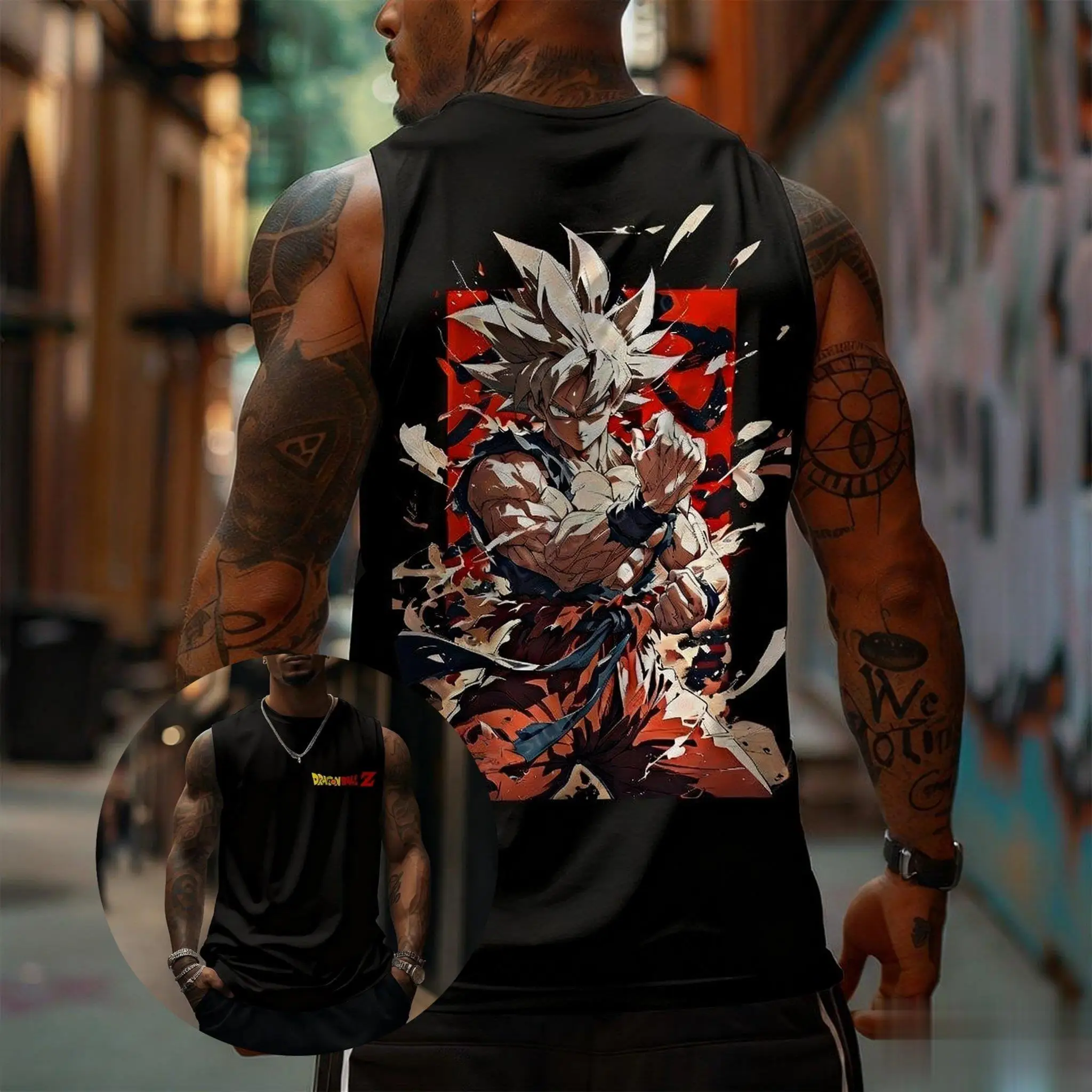 Dragon Ball Goku Anime Gedruckt Männer Ärmelloses T-shirt Sommer Streetwear Baumwolle Casual Tank Tops Fitness Weste Grafik Muscle T Image